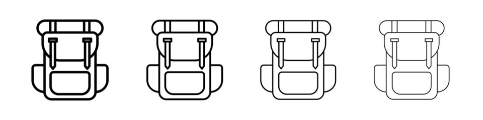 Hiking backpack icon Outline sign symbol set