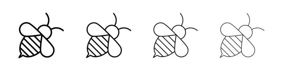 honey Bee icon Outline sign symbol set