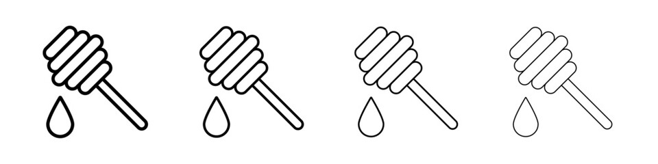 honey dipper icon Outline sign symbol set