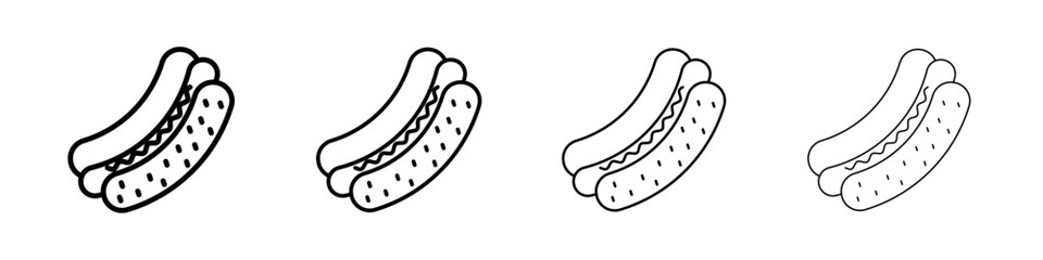 Hot dog icon Outline sign symbol set