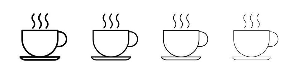 Hot tea icon Outline sign symbol set