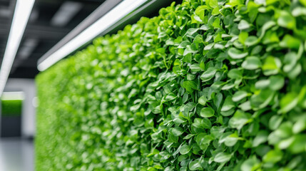 Energy-Efficient Industrial Factory, A high-fidelity image of a factory design featuring integrated vertical gardens for sustainable architecture.