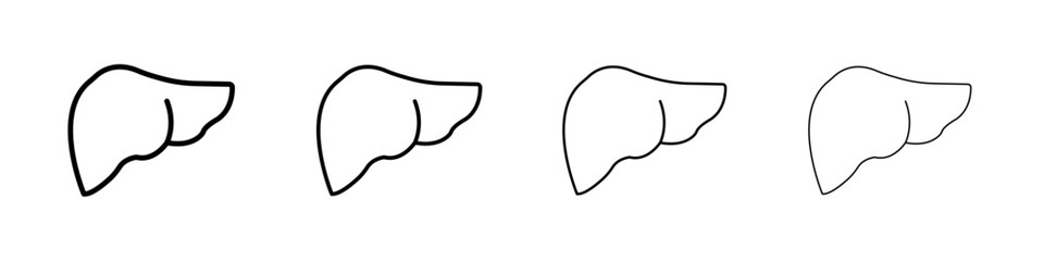 Human liver icon Outline sign symbol set