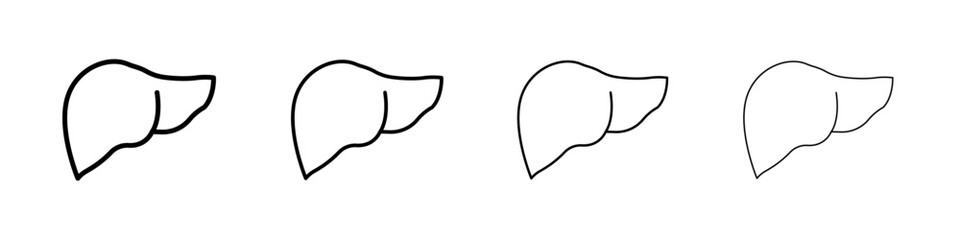 Human liver icon Outline sign symbol set