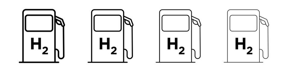 Hydrogen fuel pump icon Outline sign symbol set