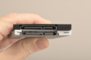 Extreme macro photography of two SSD solid state drive disks