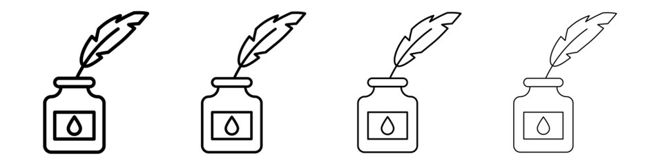 Ink and quill icon Outline sign symbol set