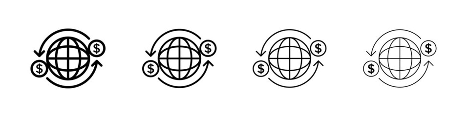 International money transfer icon Outline sign symbol set
