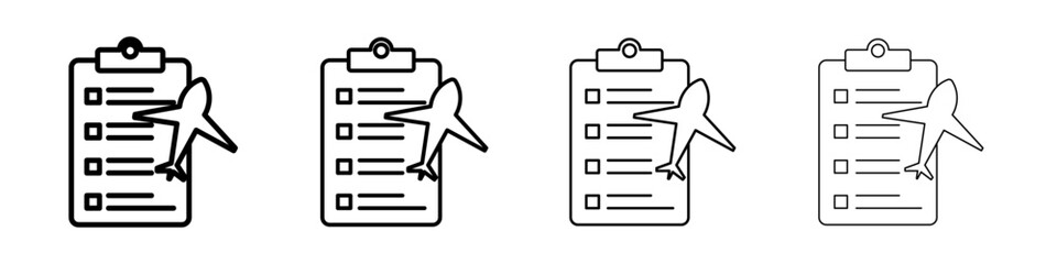 Itinerary icon Outline sign symbol set