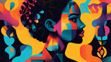 Colorful and vibrant artwork promoting link in bio for social media engagement and interaction by creative artists. Biological Influence. Illustration