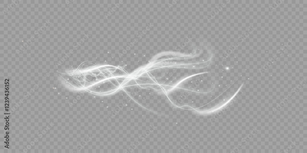 Poster Bright magical Christmas glow effect. The comet sparkles with curved lines. Glowing stardust wave, shiny sparkles of magical starlight for web design and illusions.