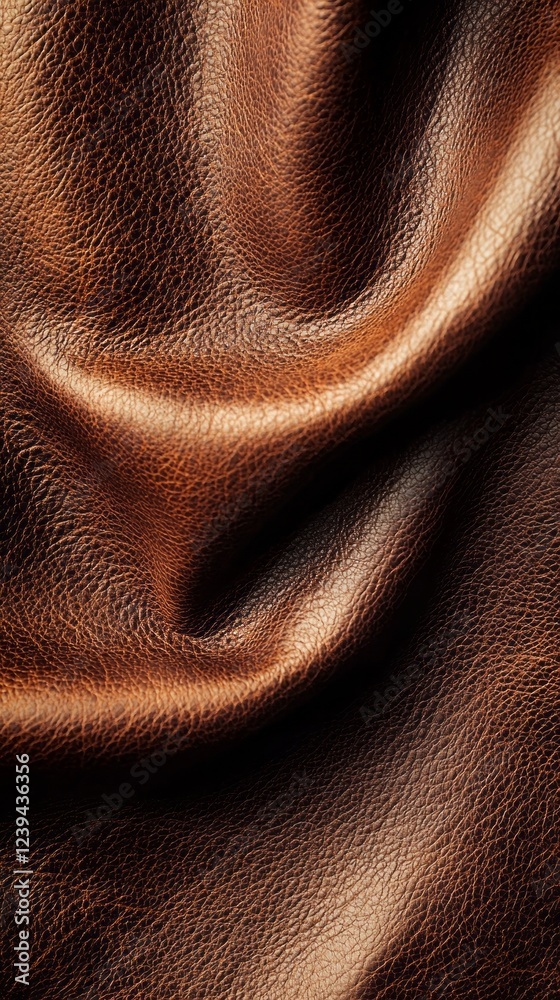 Aufkleber soft and supple brown leather forms elegant folds, reflecting a warm glow that highlights its luxuri