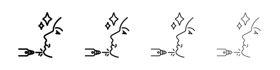 laser dermatology icon Outline sign symbol set