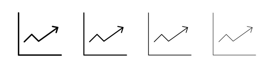 Line chart icon Outline sign symbol set