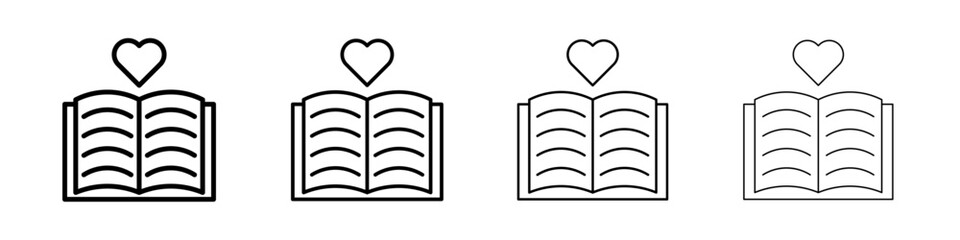Love story icon Outline sign symbol set
