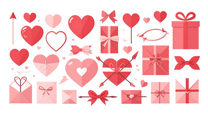 Minimalist Valentine&rsquo;s Day Icon Pack on White Background