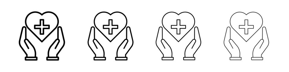 Madical support icon Outline sign symbol set