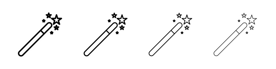 Magick wand icon Outline sign symbol set