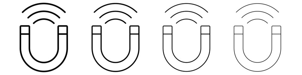 Magnet with power icon Outline sign symbol set