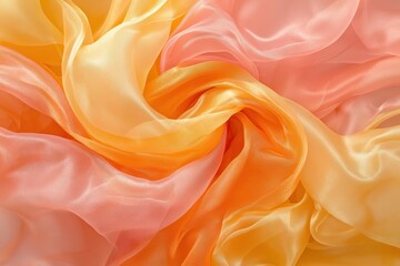 Obraz premium A close-up of flowing orange and yellow silk fabric creating a smooth, elegant texture.