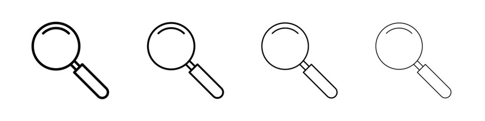 Magnifying glass icon Outline sign symbol set