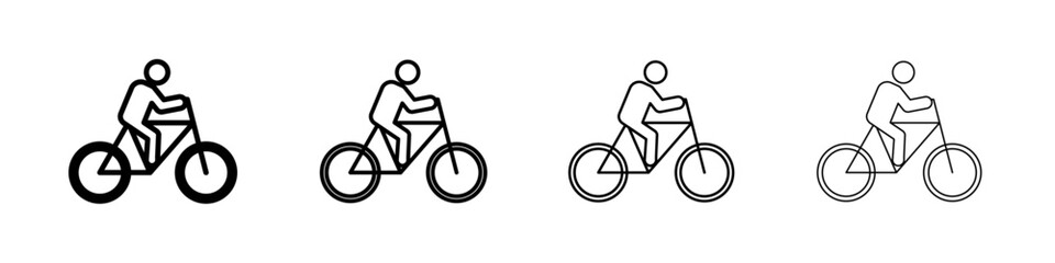 Fototapeta premium Man on bicycle icon Outline sign symbol set