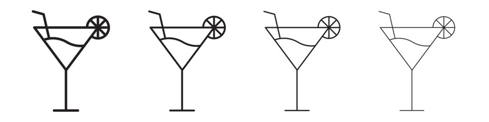 Martini glass icon Outline sign symbol set