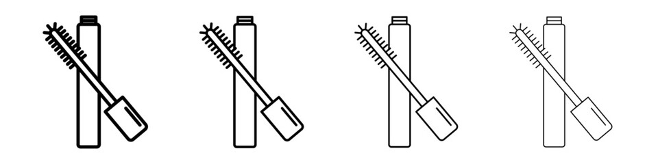 Mascara brush icon Outline sign symbol set