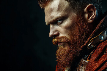 Rugged highlander with traditional Tartan in misty landscape generated with AI