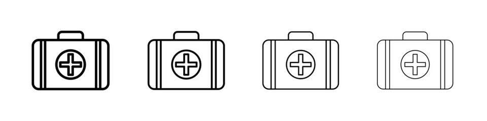 Obraz premium Medical aid kit icon Outline sign symbol set