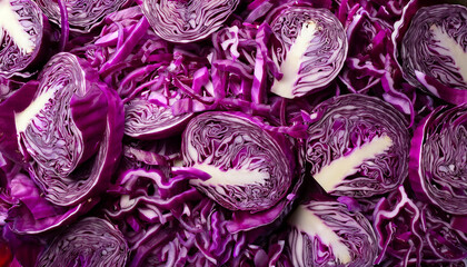 Obraz premium chopped pink cabbage remoted object background