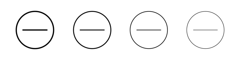 Minus icon Outline sign symbol set