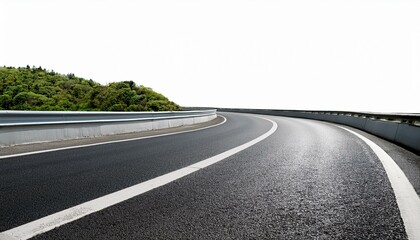 winding asphalt road isolated on white background