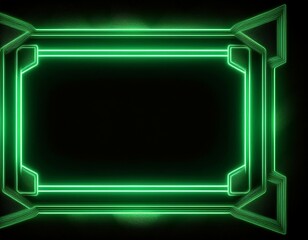 green neon frame on black background