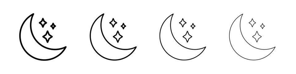 Moon icon Outline sign symbol set