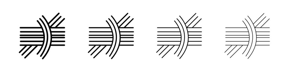 Multi level junction icon Outline sign symbol set