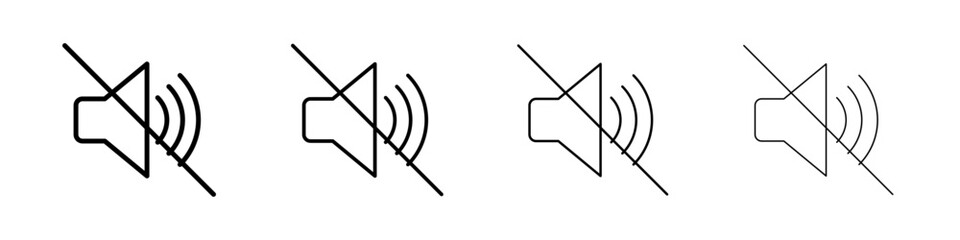 Mute sound icon Outline sign symbol set