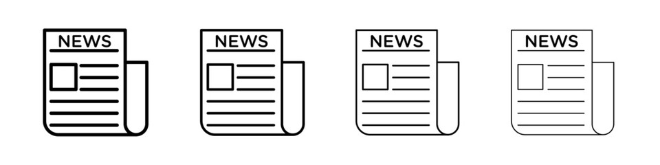 Newspaper icon Outline sign symbol set