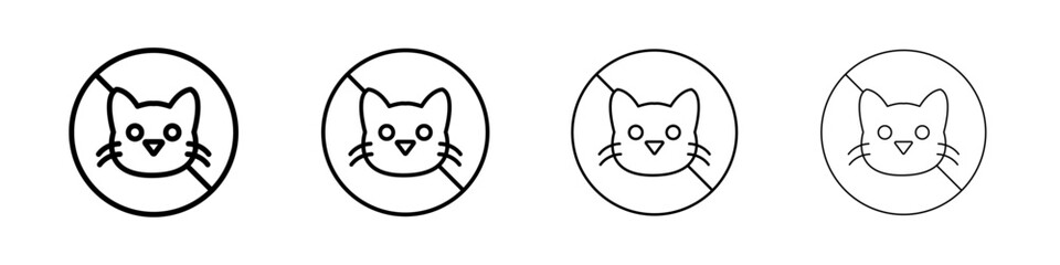 Obraz premium No cats allowed icon Outline sign symbol set