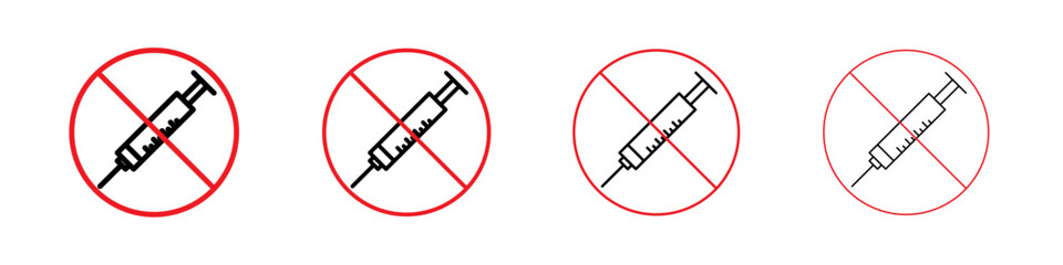 No vaccine icon Outline sign symbol set