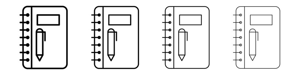 Notebook icon Outline sign symbol set