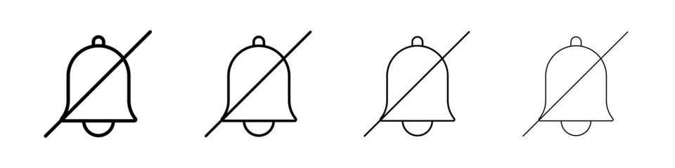 Notification off icon Outline sign symbol set