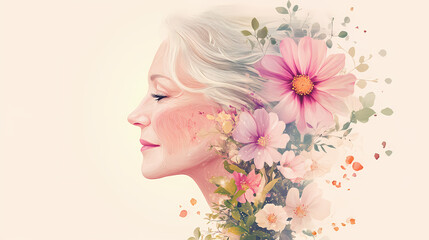 Aging process dynamics influence comprehensive skincare for older women,ging discussions with biological facial strategies and aging prevention. Biological Influence. Illustration