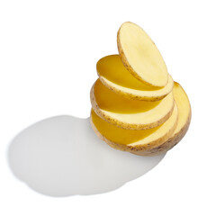 Potato slices isolated on white background