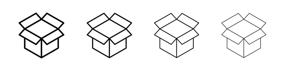 Open box icon Outline sign symbol set
