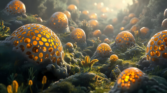 Cells grown in a high-oxygen environment to study oxidative effects, environmental impact, biological response. Biological Influence. Illustration