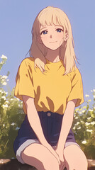 everyday people girl anime manga, cute blonde