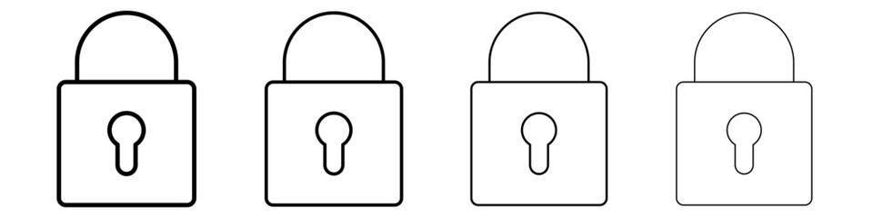 Padlock icon Outline sign symbol set
