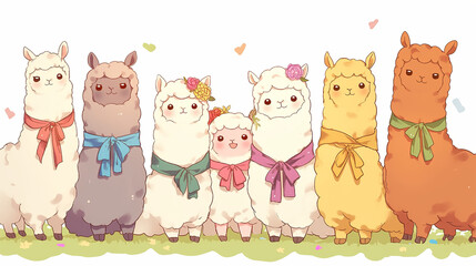 Obraz premium kawaii llamas alpacas