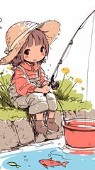 kid fishing anime manga